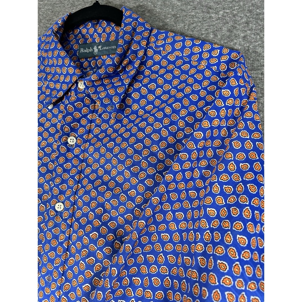 Ralph Lauren Oxford Shirt Large Long Sleeve‎ Button Vibrant Blue And Fireballs